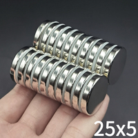 2/5 Pcs 25x5 Round NdFeB 25mm X 5mm Rare Earth Neodymium Imanes N35 Super Powerful Permanent Magnetic Disc 25*5