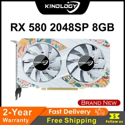 Kinology RX 580 8GB 2048SP 256Bit GDDR5 Gaming Card placa de video AMD Radeon RX580 8G Promocyjna karta graficzna do komputera HDMI