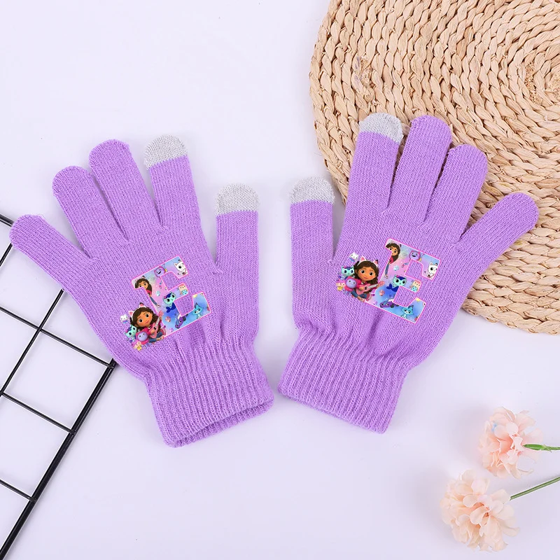 Gabby Dollhouse Gloves Cute Anime Personality Letters Gloved Autumn Winter Warm Can Touch Phone Glove Warm Girls Birthday Gift #1