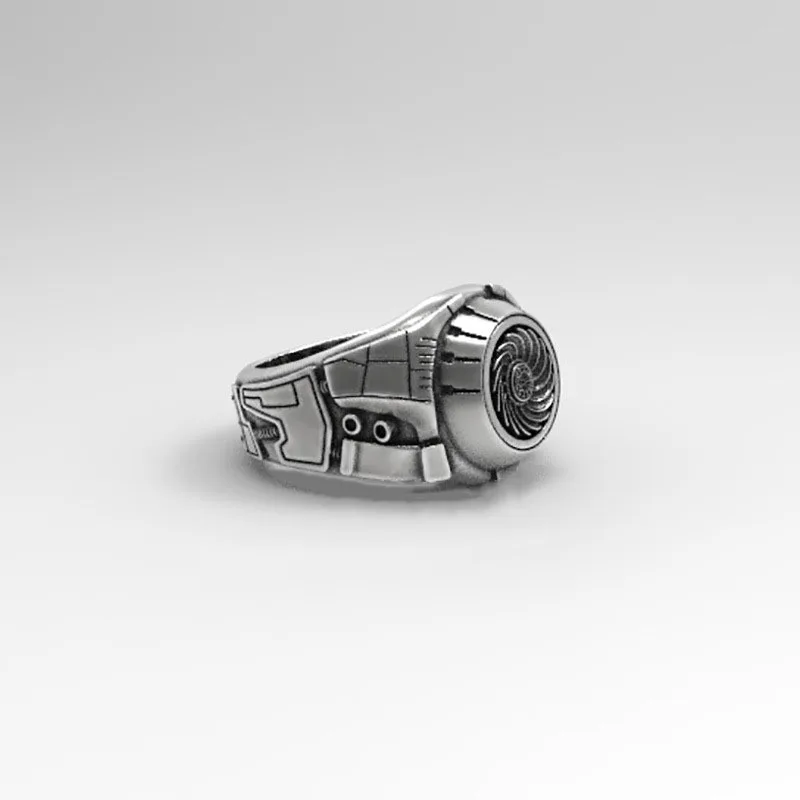 YIZIZAI Racing Engine Turbo Men Rings Vintage Punk Rock Avenger Engine Mecha Sci-fi Spinning Turning Gear Ring Male Jewelry Gift