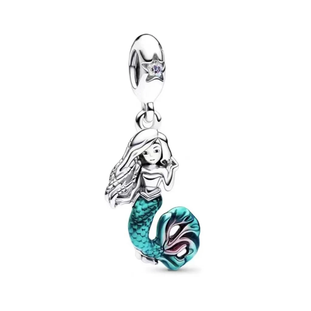 2024 New Mermaid Charm Bead Pendant Suitable for Pandora Original 925 Sterling Silver DlY Bracelet Women's Jewelry