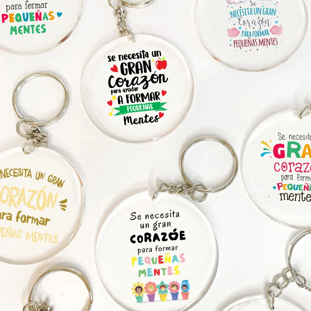 It Takes A Big Heart To Help Shape Little Minds Spain Teacher Acrylic Keychain Thank You Teacher Text Keychain Best Gift