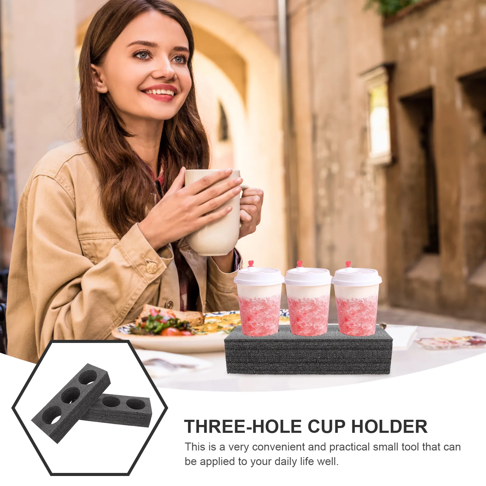 2Pcs Premium Pearl Cotton Cup Fixing Holder 3-Hole Beverage Takeout Accessory for Secure Cold Drink Transport Outdoor Use view 2