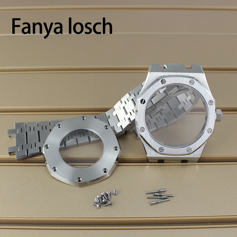 

41mm Octagonal Watch Case Bracelet Sapphire Crystal Waterproof For NH34 NH35 NH36/38 NH72 Movement 31.8mm Dial Transparent Back