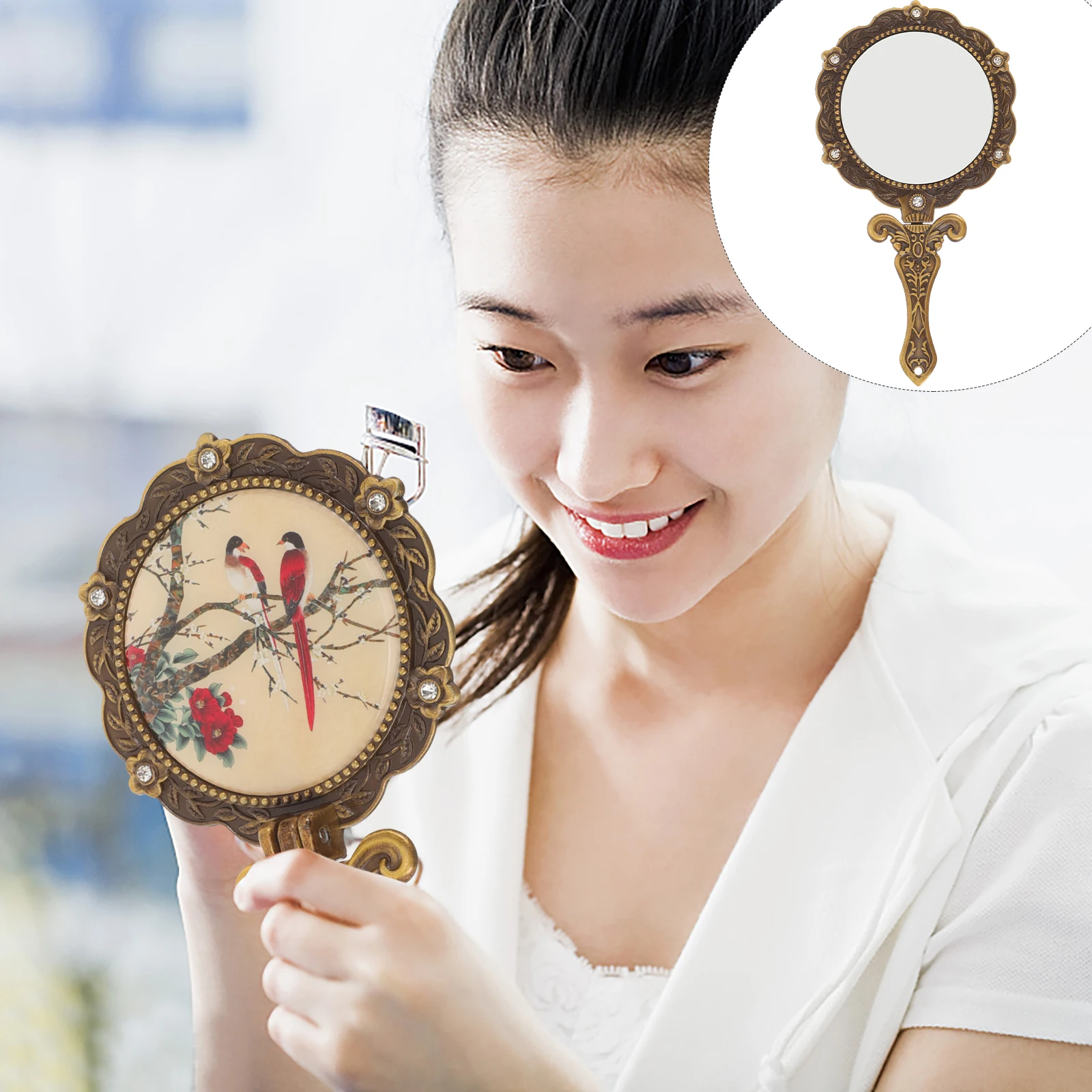 Ergonomic Handheld Vanity Mirror for Women Portable Makeup Mirror with Beautiful Design High Clarity Reflective Surface for on