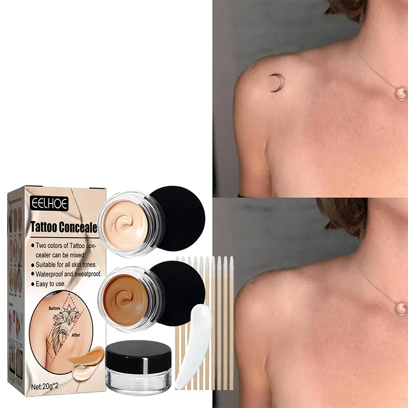 Double Color Waterproof Tattoo Concealer Sweat Proof Skin Brighten Foundation Cover Birthmark Scars Concealer Gouache Makeup