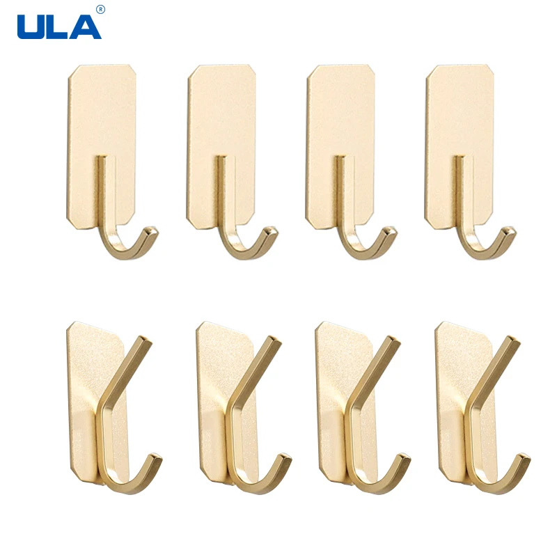 ULA 4pcs Gold Towel Hanger Bathroom Robe Hooks Wall Hook Clothe Hook Hat Coat Handbag Kitchen Rack Bathroom Accessories