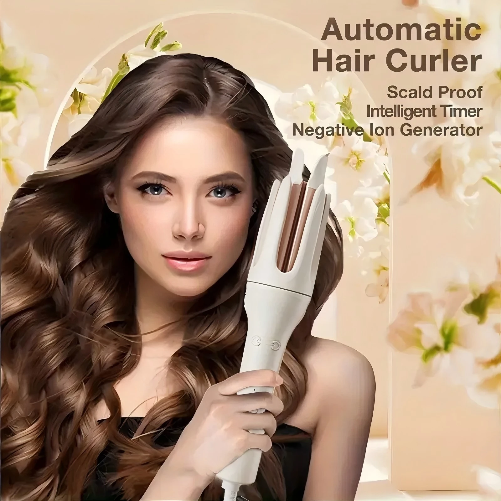 Automatic Hair Curler, One Touch Fast Heating Curling Iron with Adjustable Temperature, Portable Travel Hair Styling Tool, Gift