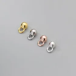 2pcs/lot 100% 925 Sterling Silver Crimp Beads End Caps Fit 3mm 3.5mm 4.5mm Leather Cords Clasp Connectors DIY Jewelry Making
