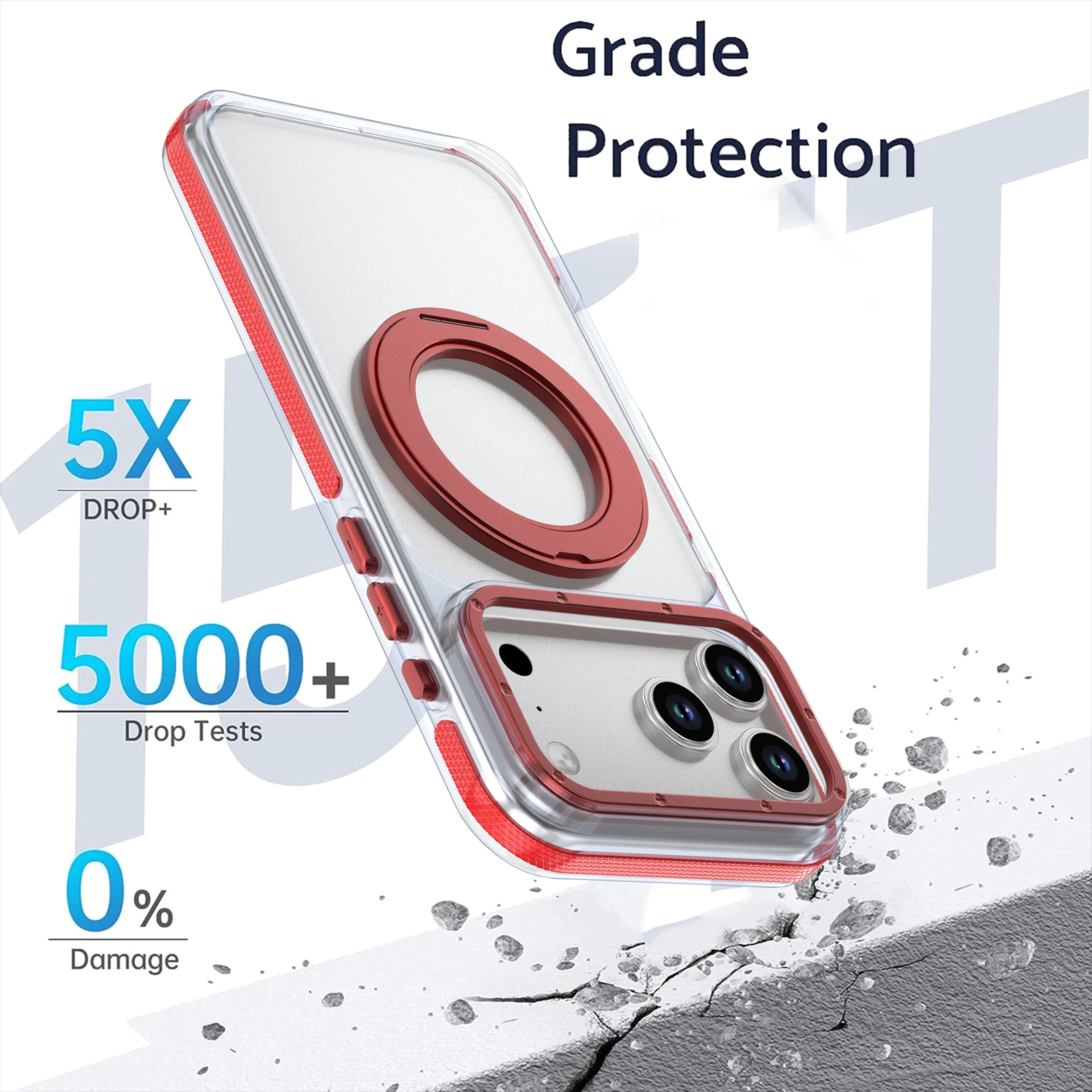 Etui na iPhone 18 Pro / 18 Pro Max Przezroczyste z Obrotową Magnetyczną Podstawką, Pełna Ochrona Ramy, Odporne na Wstrząsy, Hybrydowe Etui — zdjęcie produktu 2