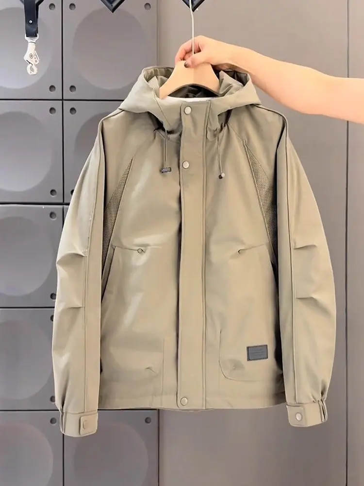 

Мужская повседневная хлопковая куртка с капюшоном на молнии, с длинными рукавами, из полиэфирного волокна, молодежная, модная, универсальная, для отдыха