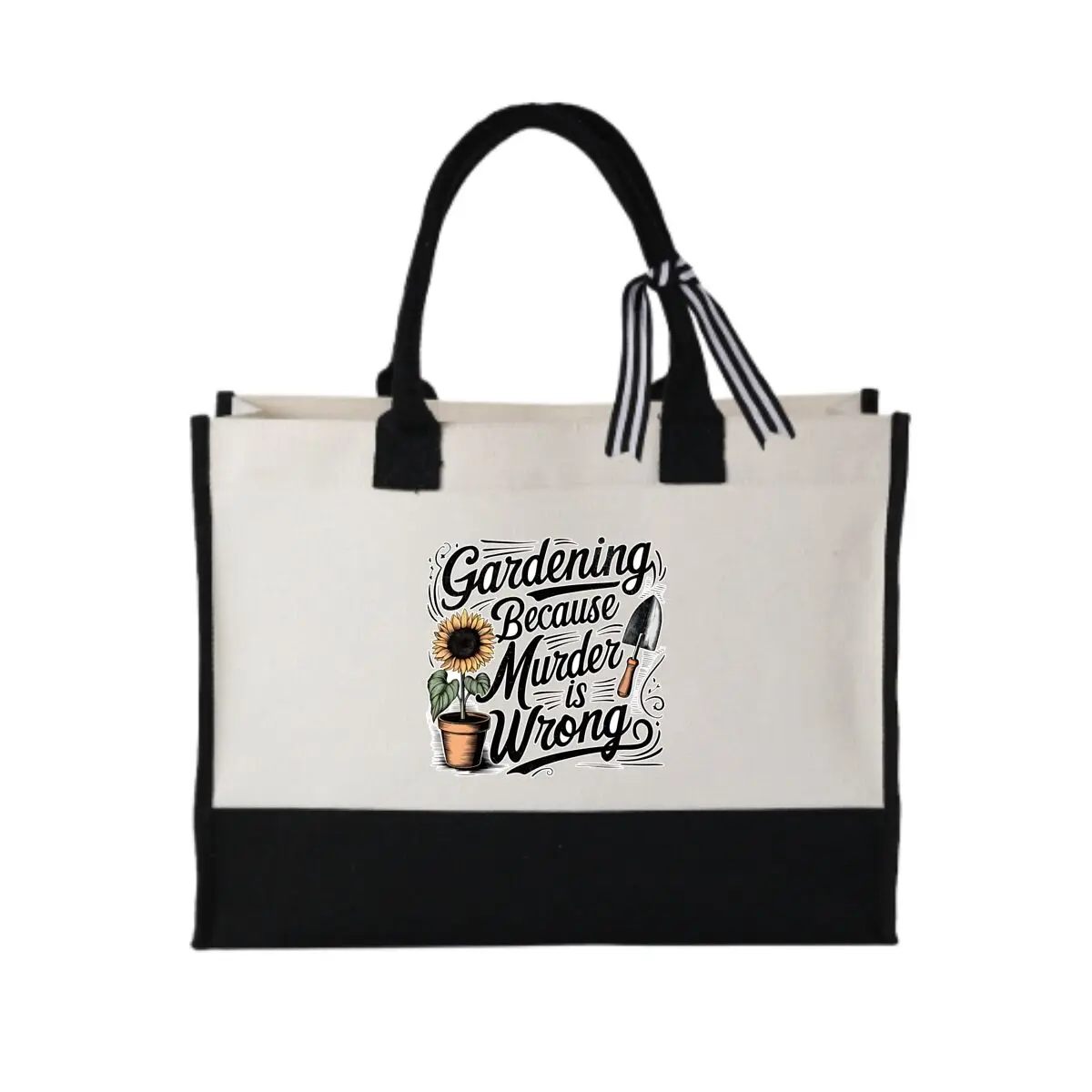 

Funny Gardener - Because Murder Is Wrong Sticker Patchwork Canvas Tote for Winter Holiday Gifts