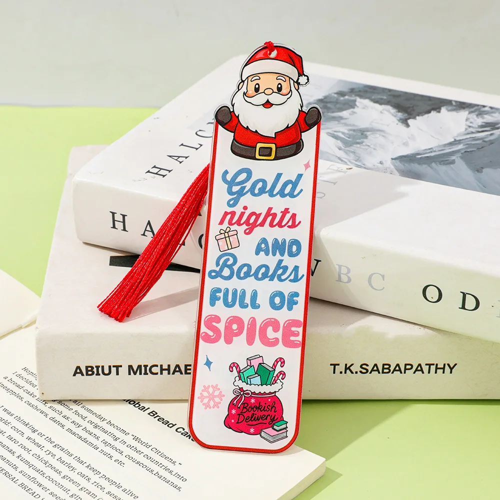 عيد الميلاد الإشارات المرجعية الاكريليك شرابة المرجعية هدية لطيف سانتا كلوز عبارات تحفيزية المرجعية صفحة مقاطع القراءة الملحقات