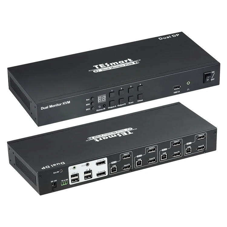 

TESmart 4 Port Dual KVM Switch Kit DP 4K60Hz With EDID Pass Through Mode Seamless 4x2 KVM Switches