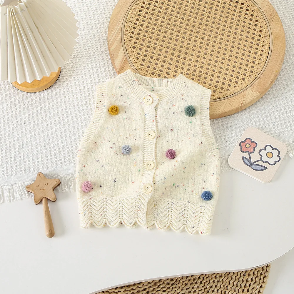 Girls Knitted Vest Spring Autumn 2024 Children Woolen Jersey Sweaters Sleeveless Tops For Baby Outerwear Clothes Kids Vest 5 6Y