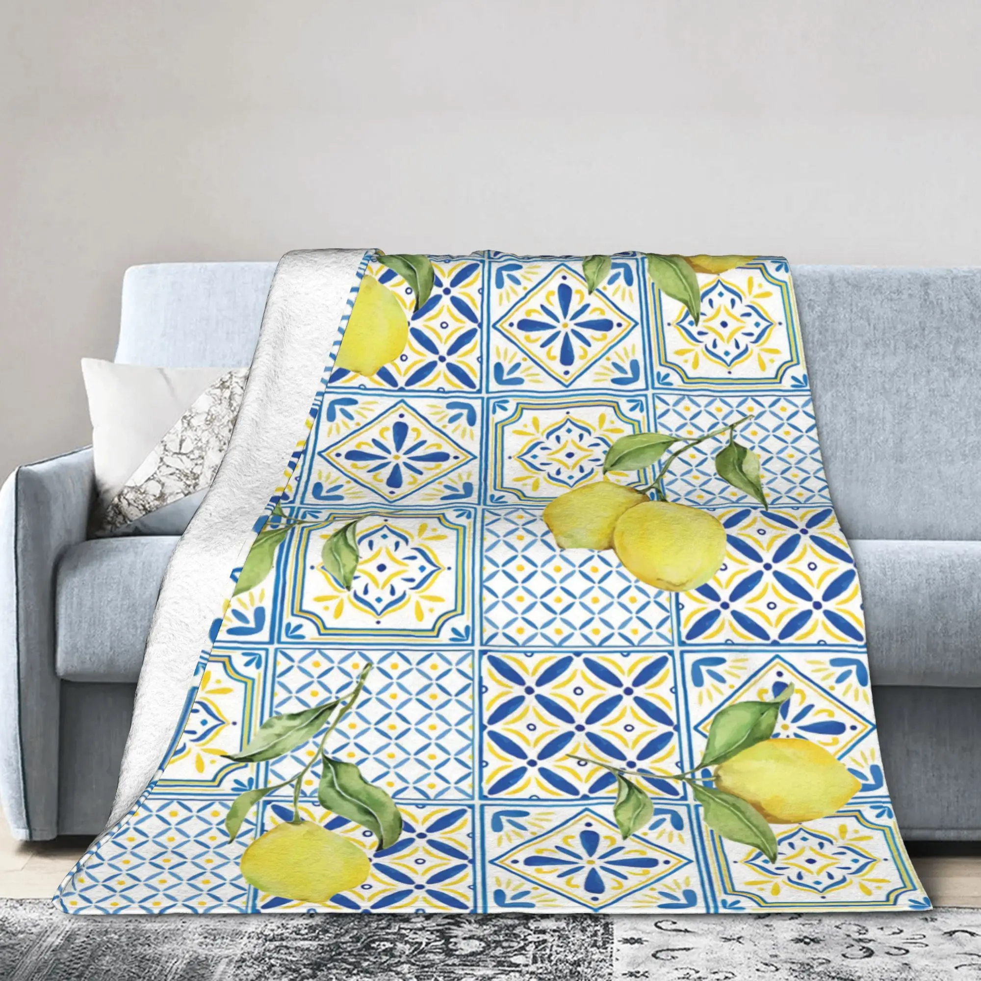 Lemon Sicily Rectangle Blanket Super Soft Flannel Cute Gifts  Throw Blankets Plush Thin Quilt