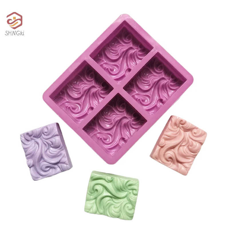 4-Chamber Wavy Ripple Pattern Silicone Mold 3D Handmade Soap Mold Chocolate Cake Decoration Kitchen Baking Mold