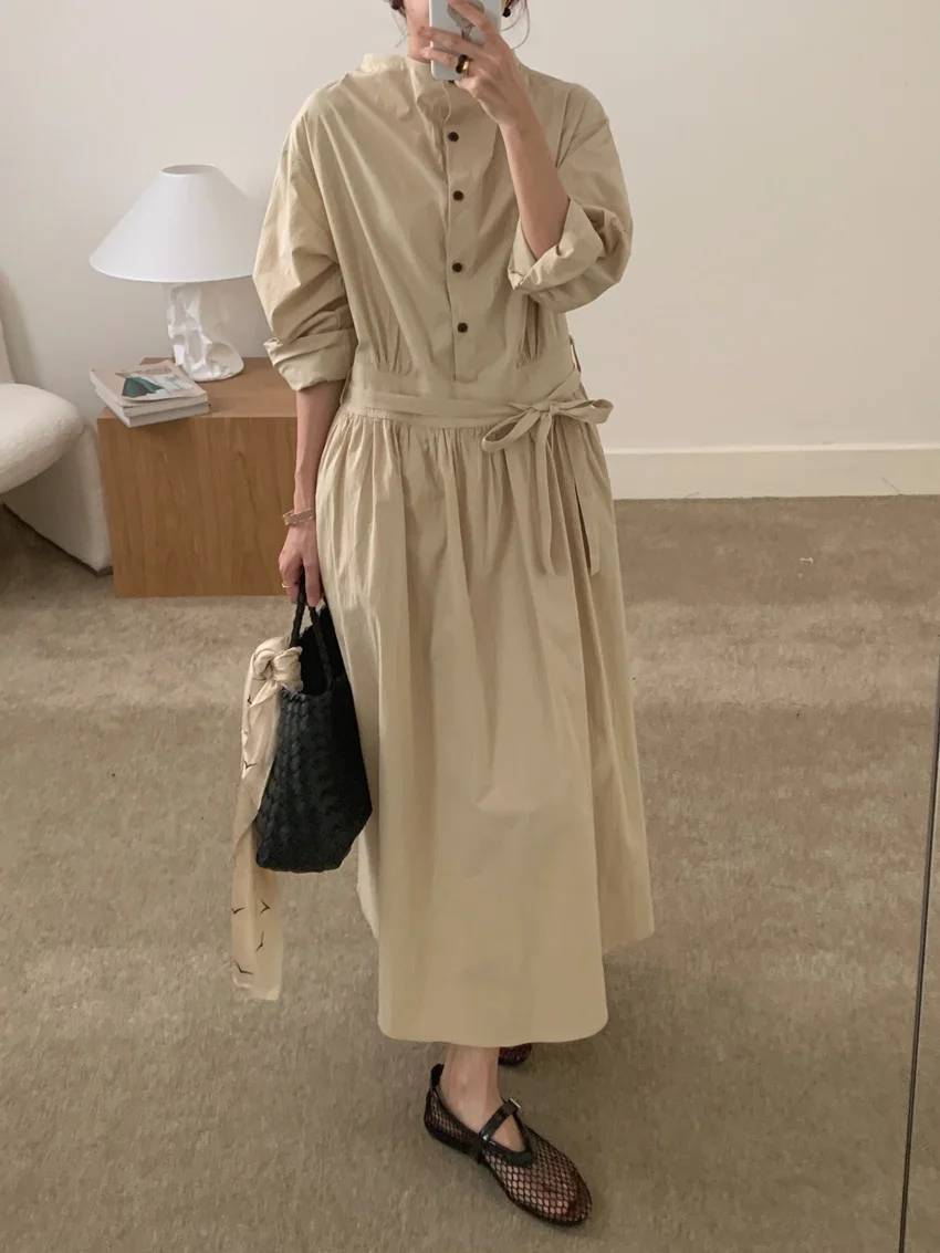 Alien Kitty สไตล์ใหม่ชุดยาวผู้หญิงปิดเอว Elegant Chic 2025 Solid Office Lady High Street Casual หลวมฤดูใบไม้ผลิ