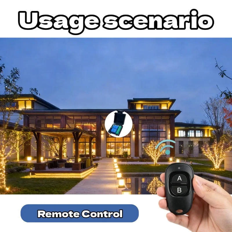 AC85-250V 433Mhz 2 Channel Relay Wireless Remote Control Switch + Two Keys Remote Controls for Garage Door Lighting Curtains