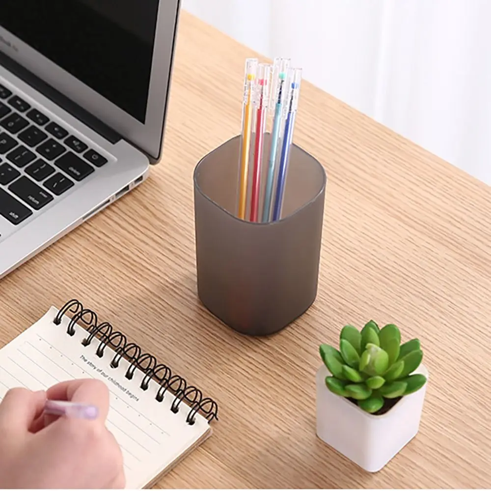 New PP Pen Container Frosted Multifunctional Desktop Storage Box Transparent Stationery Supplies Pen Box