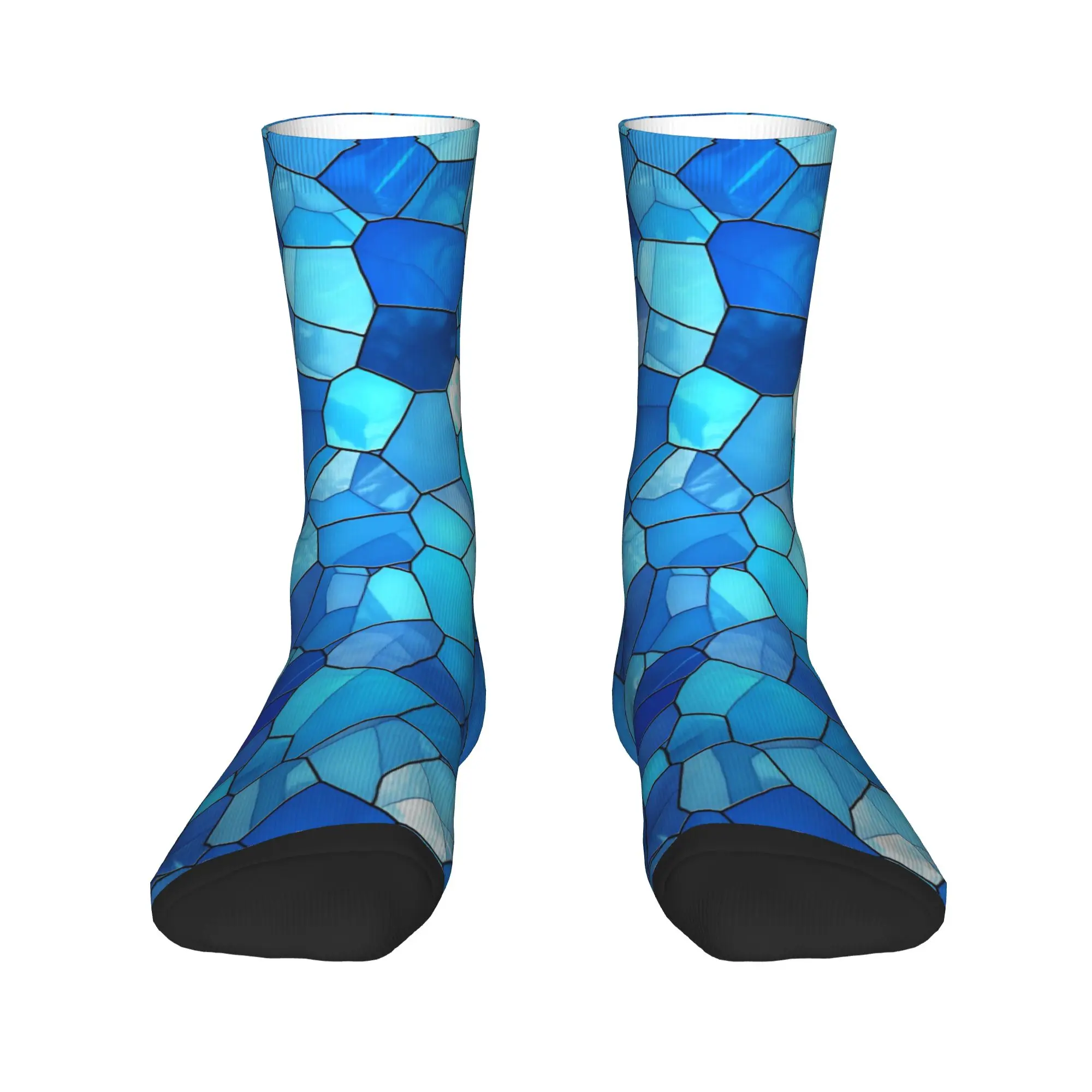 Rainbow Gradient Glass Art Socks  Anti Skid Stockings Men Quality Skateboard Socks Autumn Gothic Graphic Socks