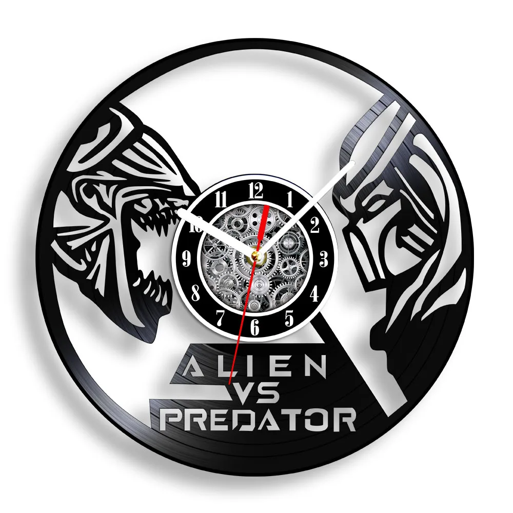 Alien Monster Predator Wall Clock For Bedroom Science Fiction Horror Movie Cut Out Music Album Longplay Wall Clock Sci Fi Gifts