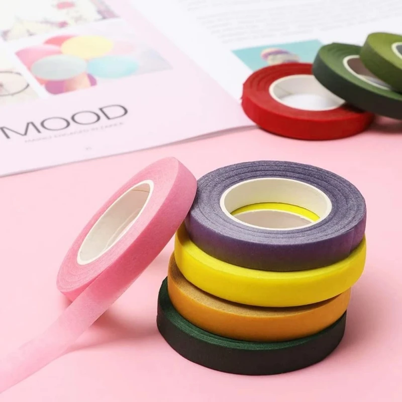 30 Yards/Rolle 12mm Blumenstielband Selbstklebendes Staubenwickelpapierband DIY Blumendekoration für Floristen Hochzeitsfeier – Detail 3