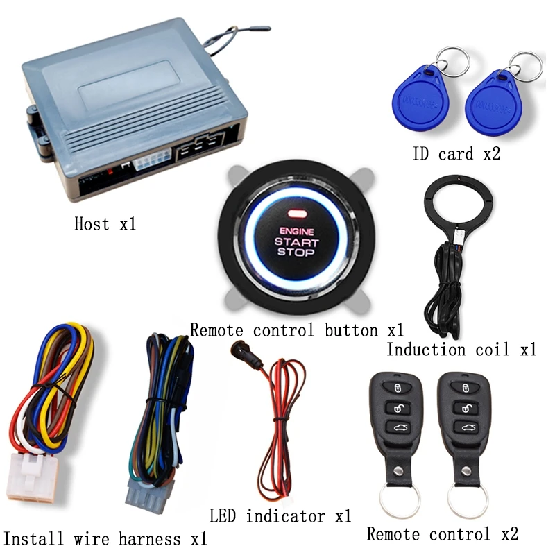 Car Wireless Remote Control Into RFID One Click Start System Audible And Visual Reminder One Key Start Ignition System