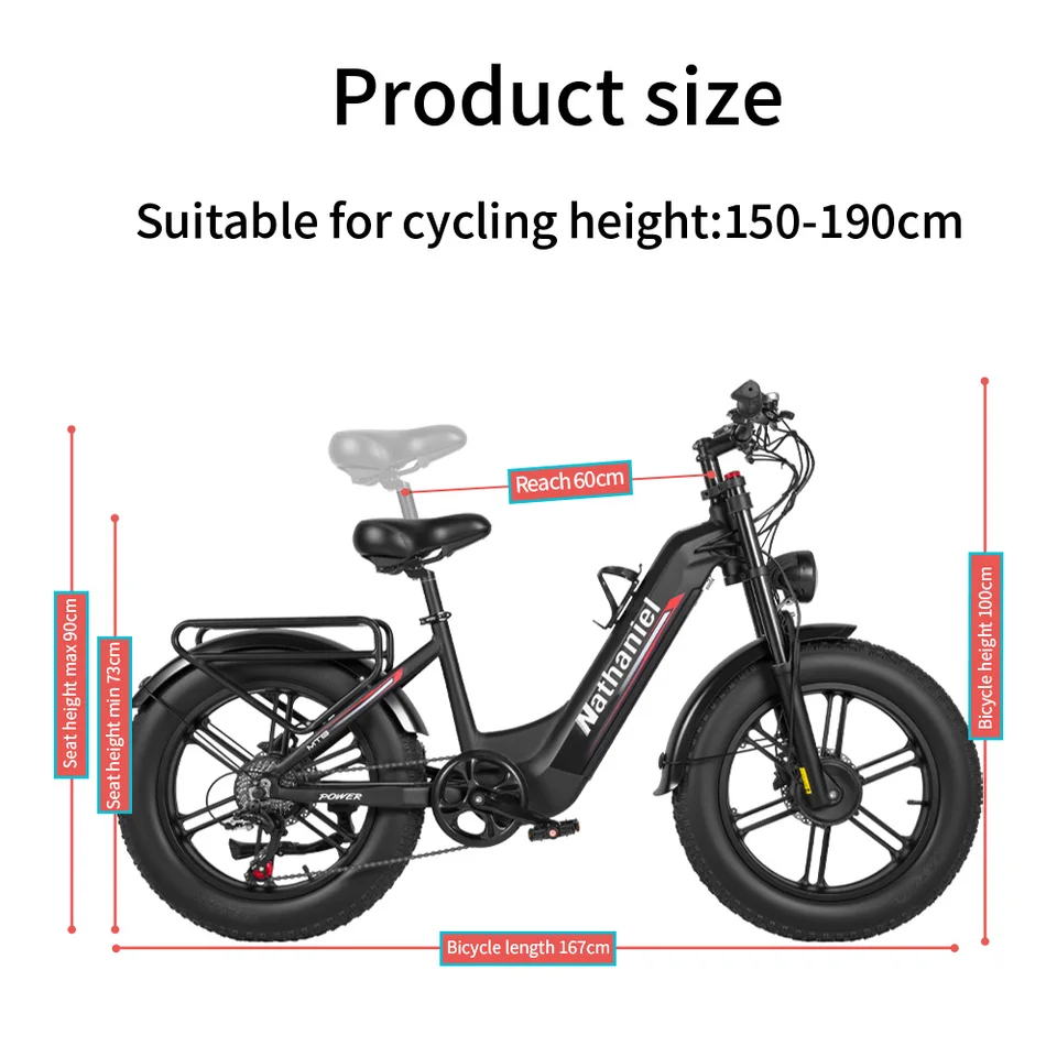 Nathaniel SYR08 E-Bike, Dual Motor 2000W, 20x4.0, 48V20AH Daily Commuting by Bicycle image 7