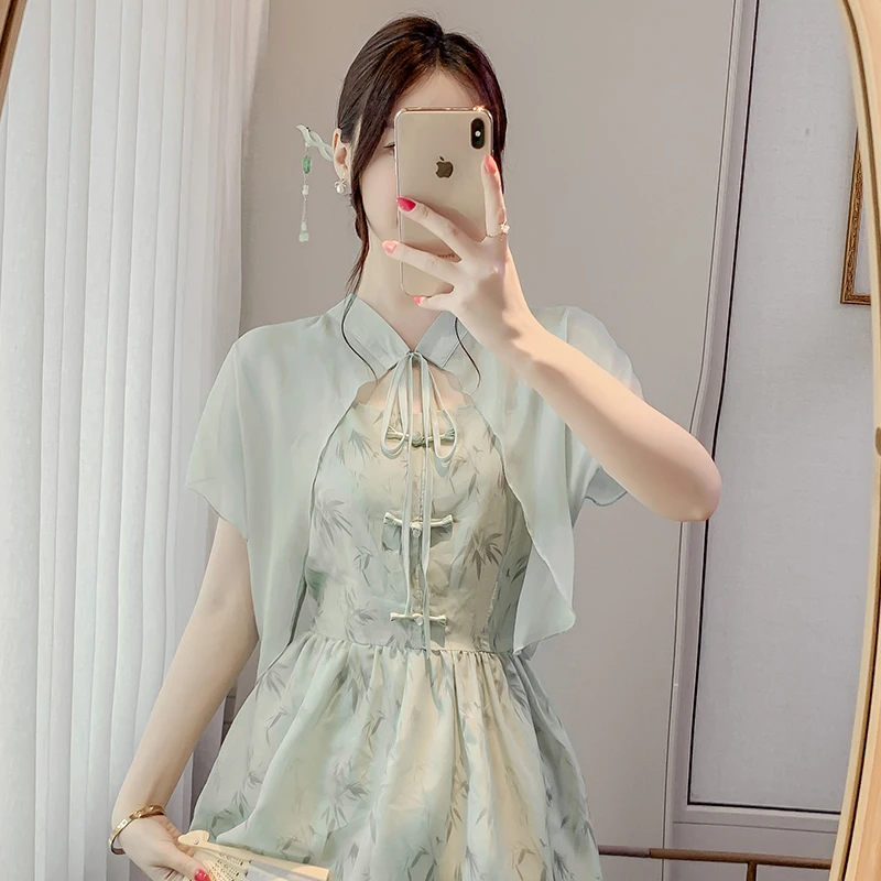 

Новый китайский национальный тренд с поясом и воротником-стойкой, солнцезащитный ор Кардиган, женская верхняя одежда Dr, шиловый воротник, внешний...