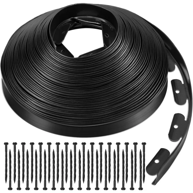 

Ландшафтная окантовка высотой 2 дюйма, 100 футов, бордюр для сада с 5 разъемами и 60 шт. анкерными шипами для садовых цветов