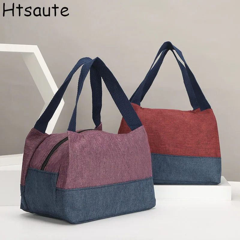 

Portable Thermal Lunch Box Bags Large Capacity Canvas Cloth Food Storage Handbags Travel Picnic Pouch Insulated Cooler Bento Bag