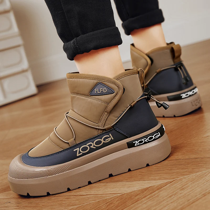 

Men's Autumn and Winter Fleece Warm Mid-top Wear-resistant and Anti-slip Professional Brand Original Large-sized Flat Snow Boots