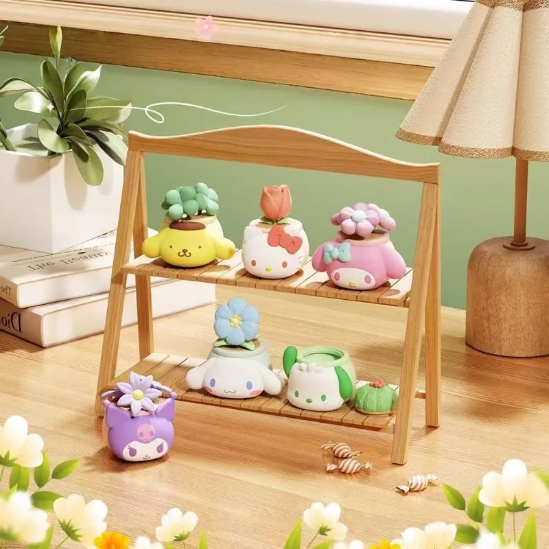 

Kawaii Hello Kitty Potted Plant Series Ornament Anime Kuromi Cinnamoroll Desktop Exquisite Decoration Child Toy Festival Gift