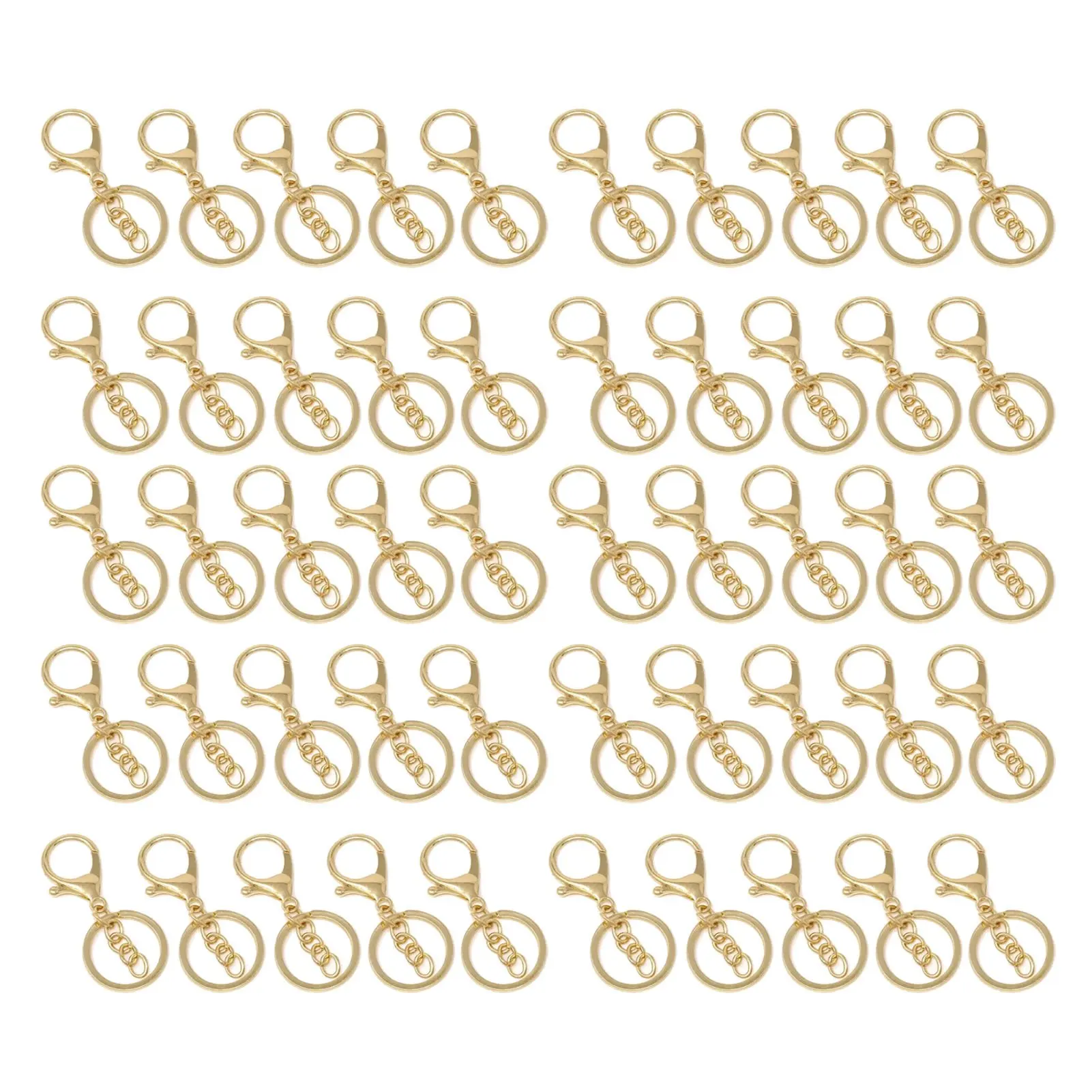 

50PCS Key Chain Ring Alloy Golden Polished DIY Handcraft Metal Key Rings with Chain for Travel