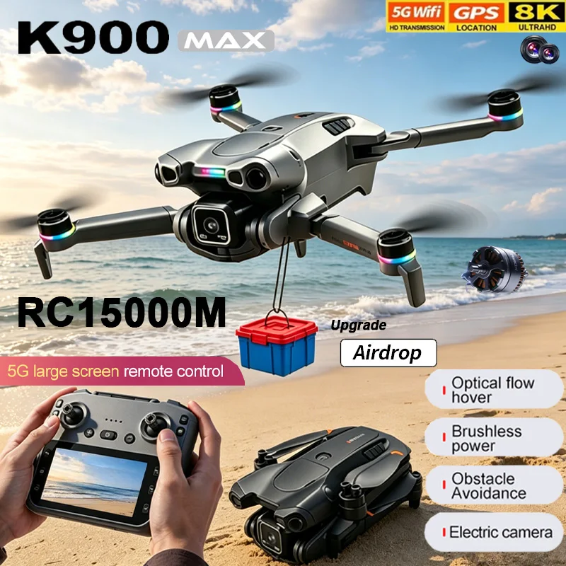 

2026 NEW Professional K900 Mini Drone 8K HD Aerial Remote Airdrop Helicopter Quadcopter Toys Folding Drone For Kids Toys Gift​s