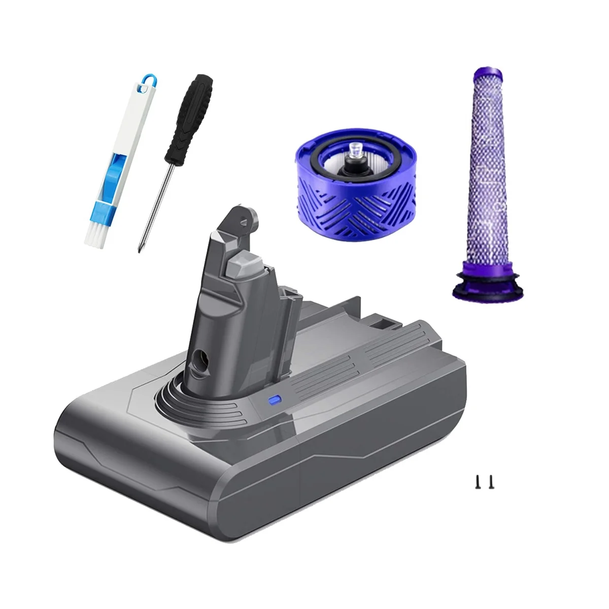 21.6V V6 DC62 อะแดปเตอร์แบตเตอรี่ + ตัวกรองชุดเปลี่ยนสําหรับV6 SV04 SV03 DC58 DC59 DC61 DC74 สัตว์DC72 สูญญากาศ