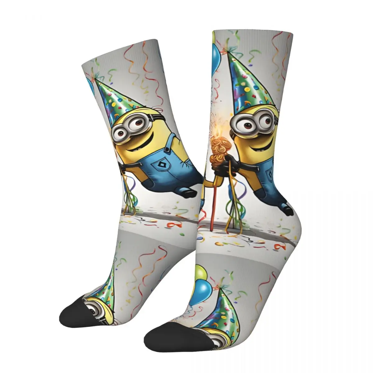 Crazy compression Minions Birthday The Minions Celebrating Birthday Sock for Men Vintage Despicable Me Minions Crew Sock Casual