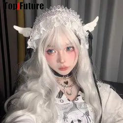 Kobiety y2k girl gothic lolita cosplay Harajuku Punk opaska do włosów obręcz do włosów Lolita anielskie ucho koronkowa opaska Lolita cosplay