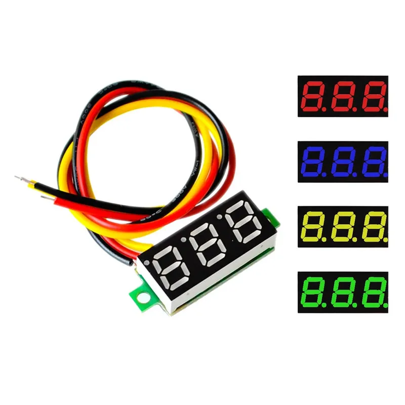 ミニLEDデジタル電圧計,逆保護,電圧テスター,パネルメーター,0.28, 3線式,DC 0-100v