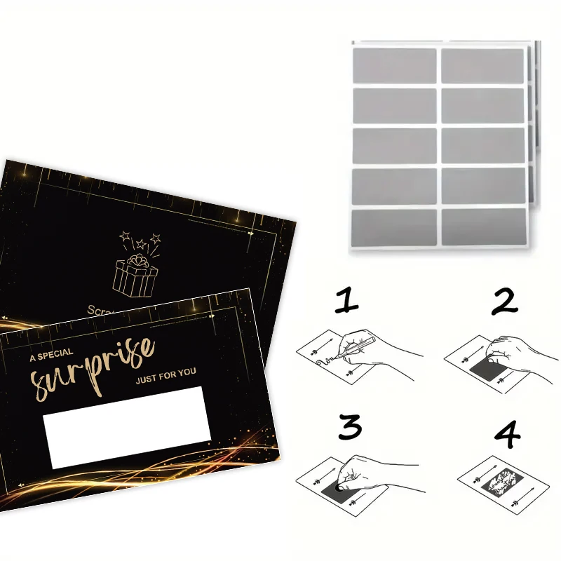 20/30 Sets of Black Scratch Cards and Stickers - Gift Cards, Surprise Cards, Wedding Anniversaries, Greeting Cards, Creative DIY - view 5