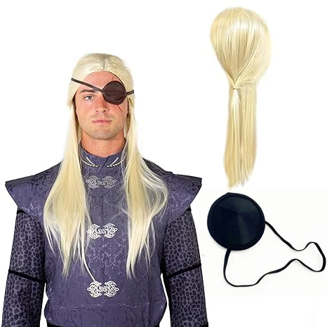 Peluca de jinete de dragón, peluca de Cosplay de Daemon Targaryen, peluca rubia larga de guerrero Retro, fiesta de Halloween