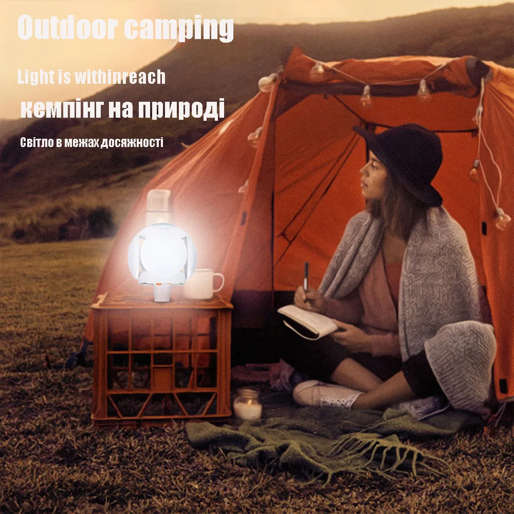 Portable Light High Power Rechargeable Led Lamp Solar Outdoor Lamp Camping Tent Lantern Emergency Bulb Powerful Flashlight Light