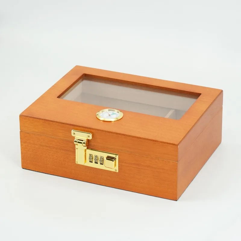 Luxury Wood Cigar Case Humidor Box Gift High-capacity Humidors Cigars Accessories Cigar Box with Combination Lock Humidor