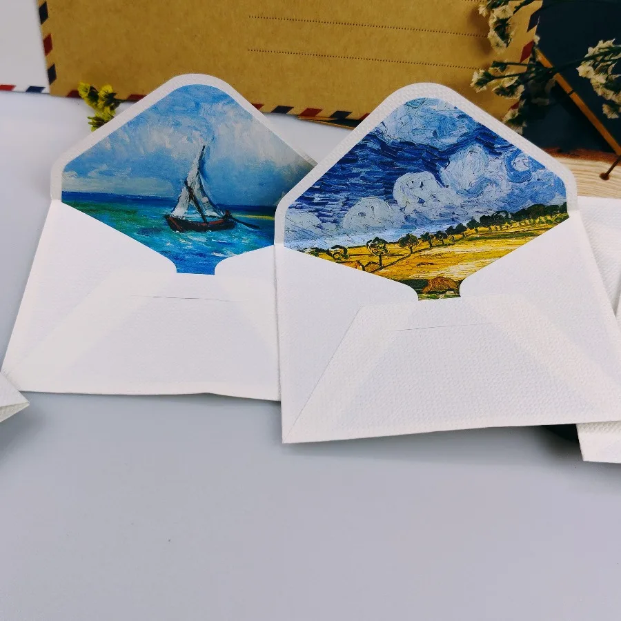 10pcs High-grade Cloth Pattern Oil Painting Envelope VIP Bank Card Card Holder Literary and Artistic Small Fresh and Simple