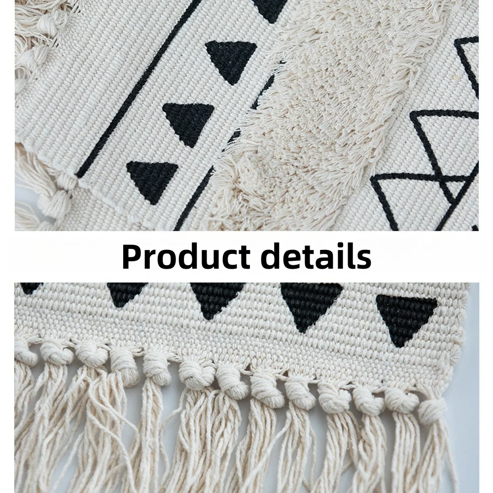 Nordic Style Cotton Carpet Retro Bohemia Floor Mat Ins Tassel Tufted Bedroom Living Room Bedside Rug Blanket Modern Simple Mats