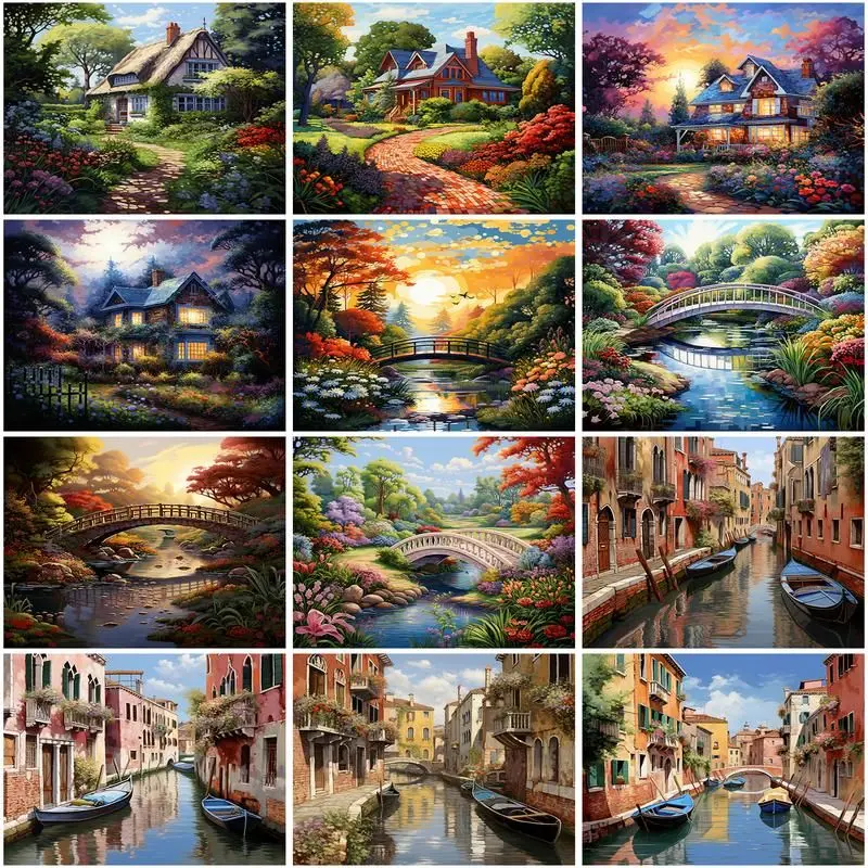 

CHENISTORY Pictures By Number Naturer House Kits Home Decor Painting By Numbers Landscape Drawing On Canvas Art DIY Gift