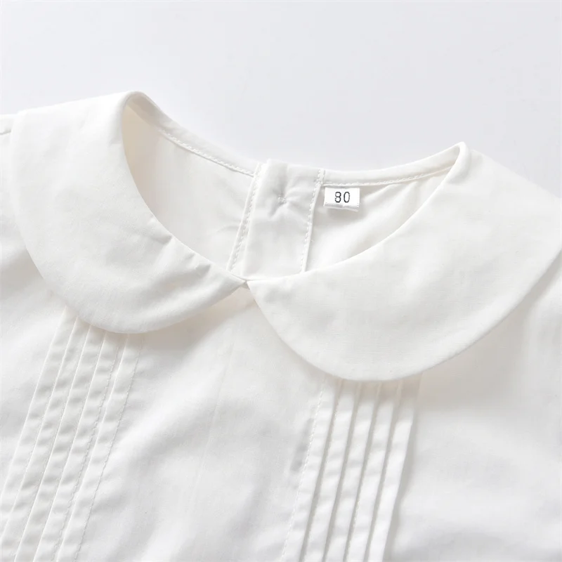 Clibeso 2024 Summer Baby Boy Spanish Clothes Set Children White Cotton Shirt Peter Pan Collar Blue Linen Shorts Bloomers Outfits