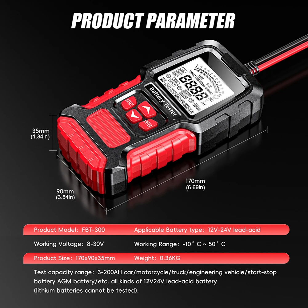 جهاز اختبار بطارية السيارة شاشة الكريستال السائل محلل البطارية أداة اختبار SOH SOC CCA IR قياس الذكية جهاز اختبار بطارية لسيارة شاحنة قارب SUV #6