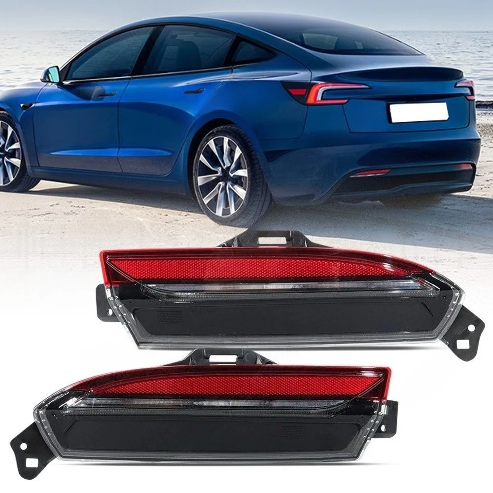 

For 2023 Tesla Model 3 Highland Rear Bumper Light Assembly Rear Fog Lamp Brake Light Signal Light Bright Transparent Auto Part